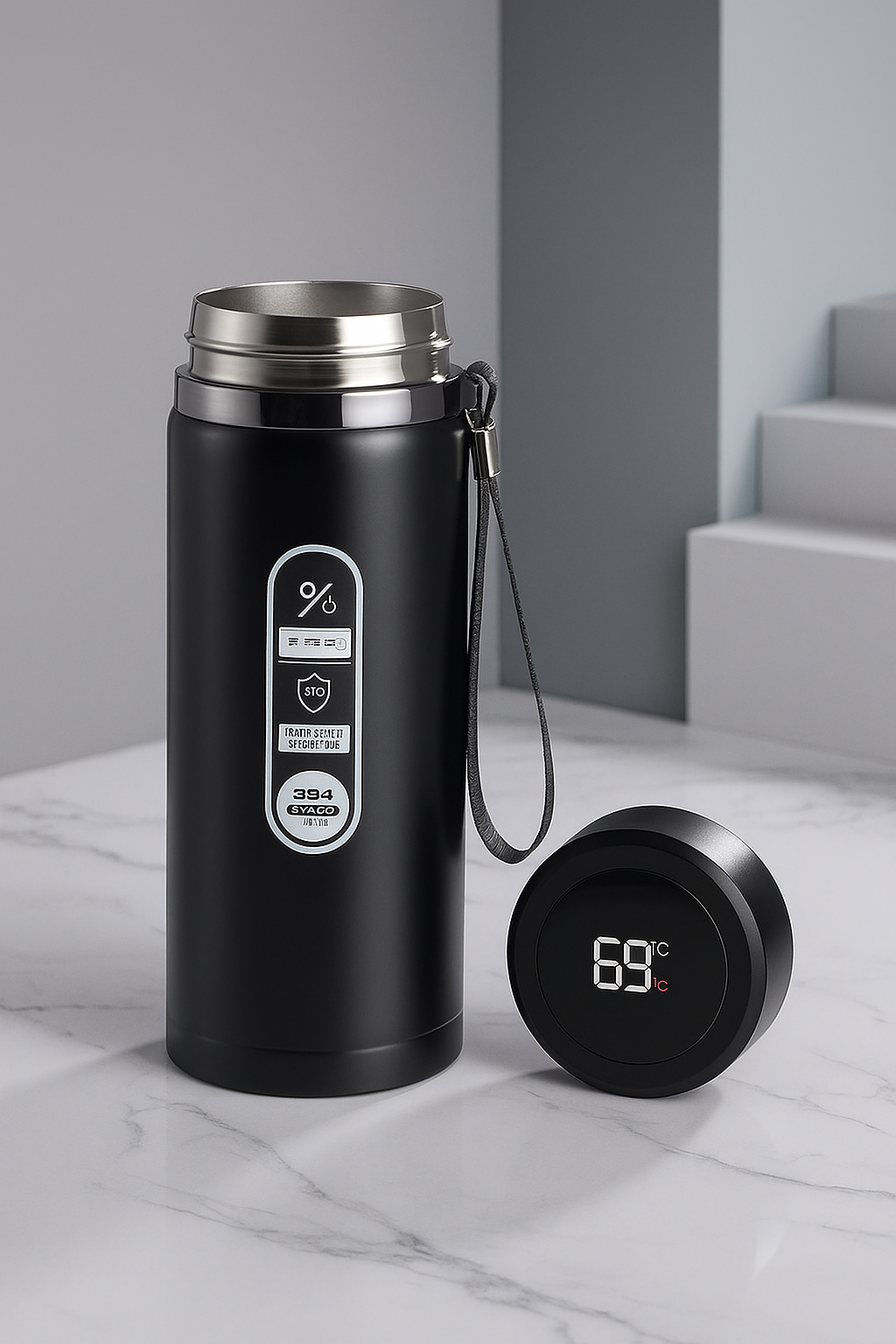 Smart Termosflaska med Temperaturdisplay – 500 ml | Vakuumisolerad i 304 Rostfritt Stål Perfekt för Sport, Resor & Gåvor – LED-Lock & Håller Varmt/Kallt