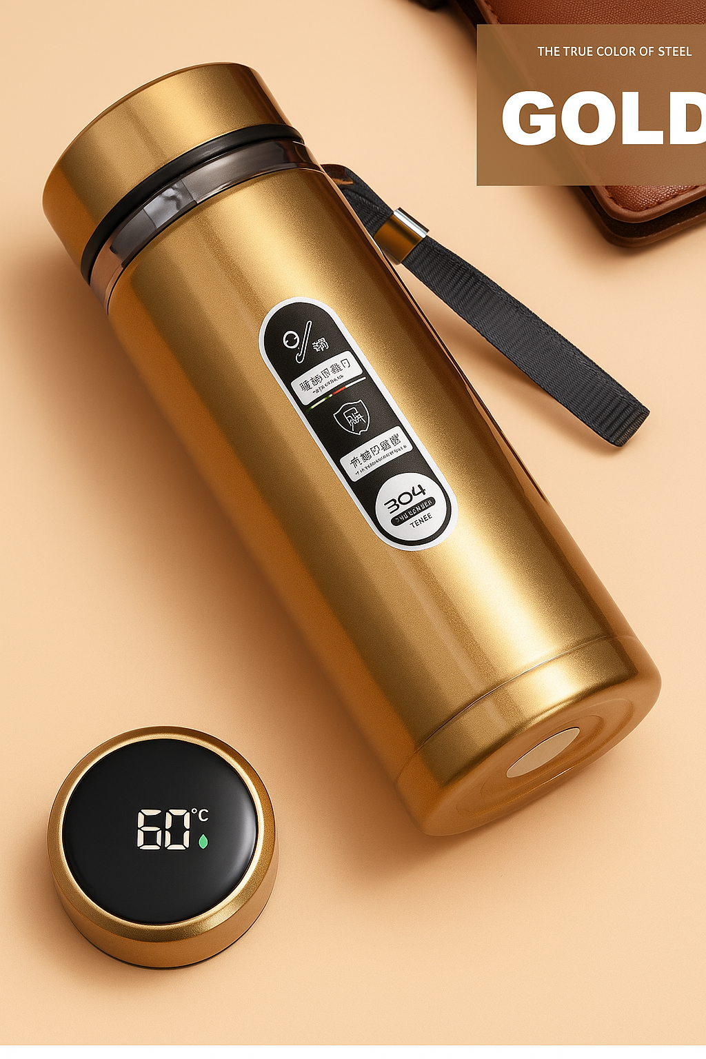 Smart Termosflaska med Temperaturdisplay – 500 ml | Vakuumisolerad i 304 Rostfritt Stål Perfekt för Sport, Resor & Gåvor – LED-Lock & Håller Varmt/Kallt