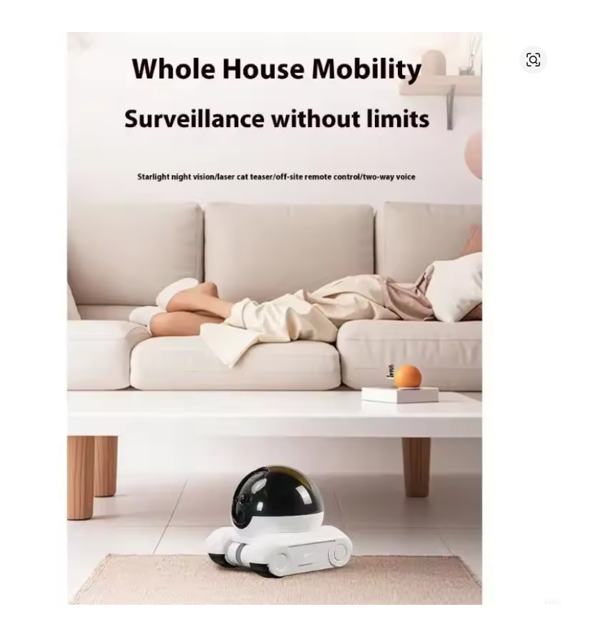 Smart Rullande Övervakningskamera för Husdjur – 360° Rotation & Nattläge