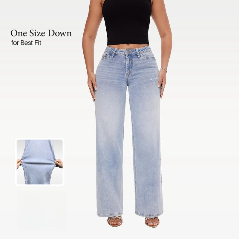 Stretchiga Vida Jeans med Hög Midja – Ljusblå Tvätt