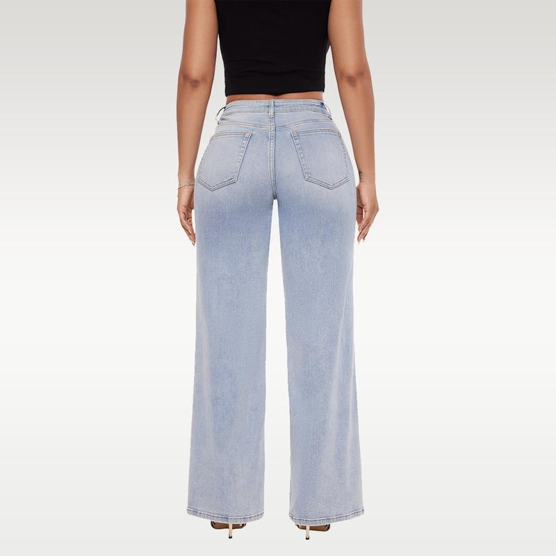 Stretchiga Vida Jeans med Hög Midja – Ljusblå Tvätt