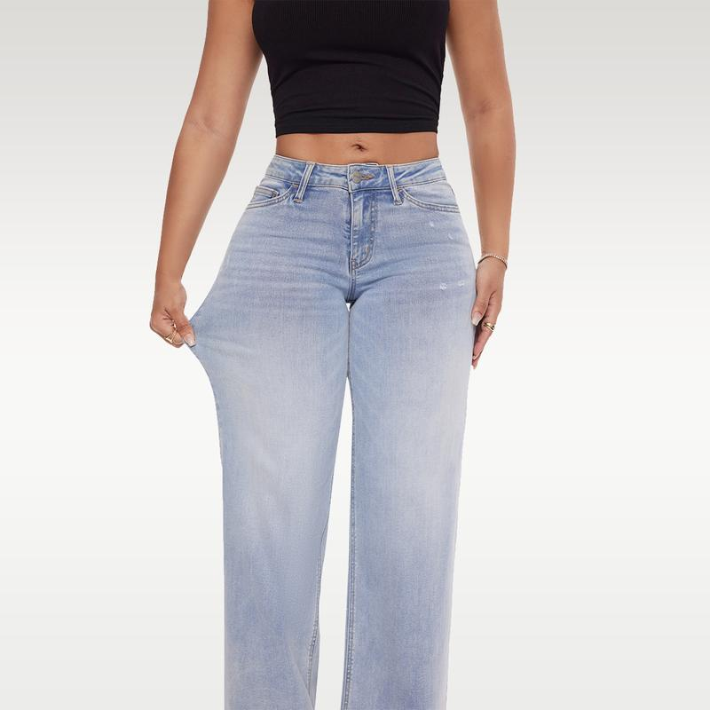 Stretchiga Vida Jeans med Hög Midja – Ljusblå Tvätt