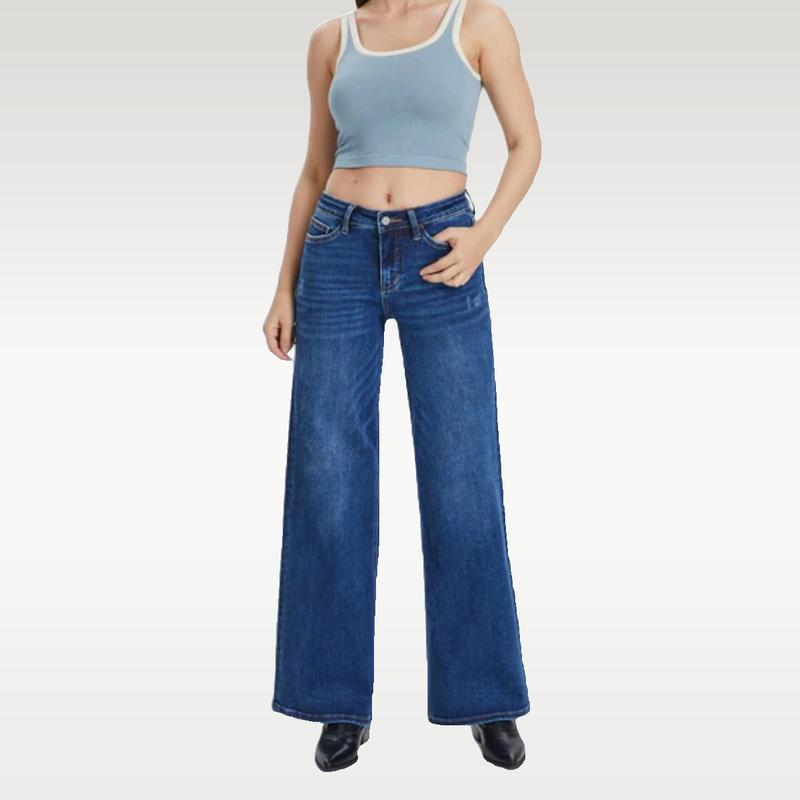 Stretchiga Vida Jeans med Hög Midja – Ljusblå Tvätt