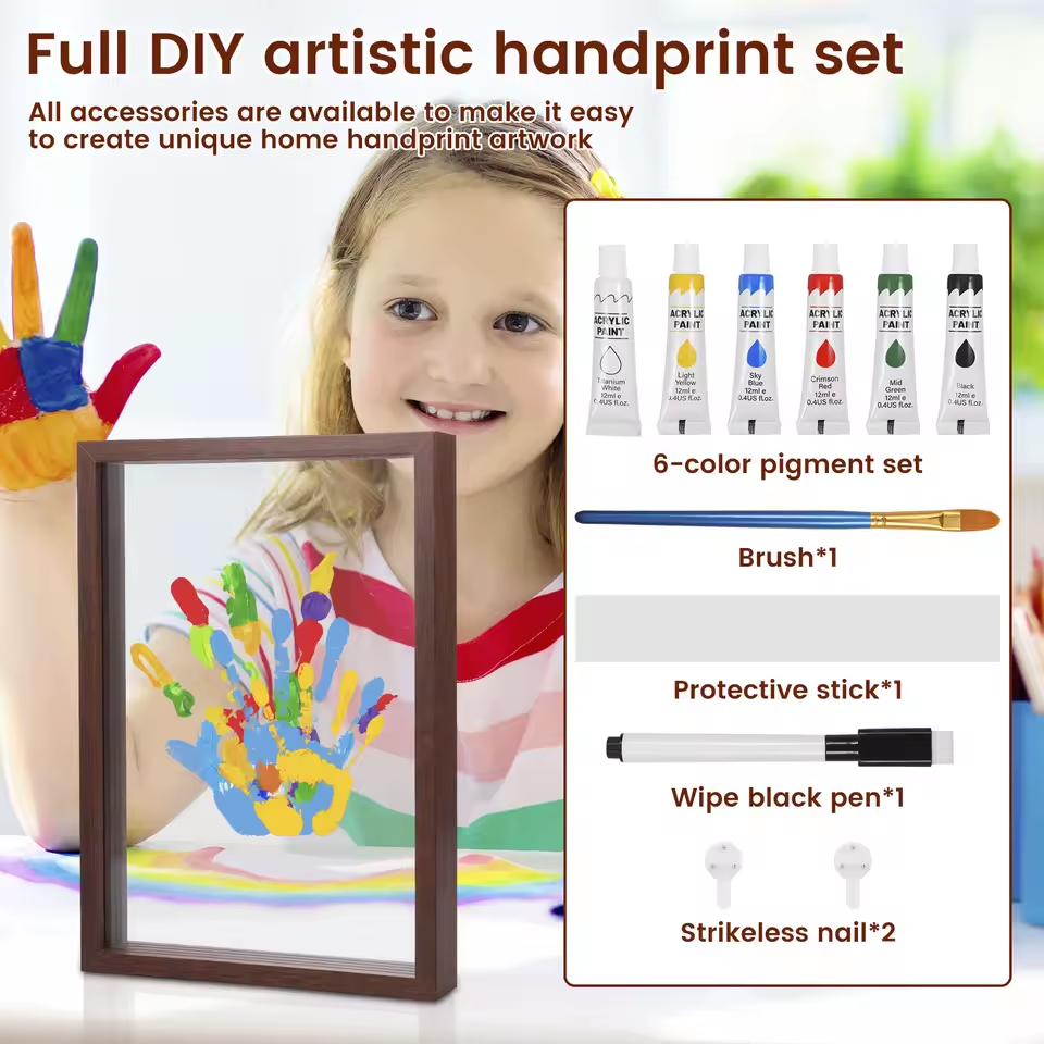 👣 Familjens Handavtryck kit – Minnesskapande konst i ram