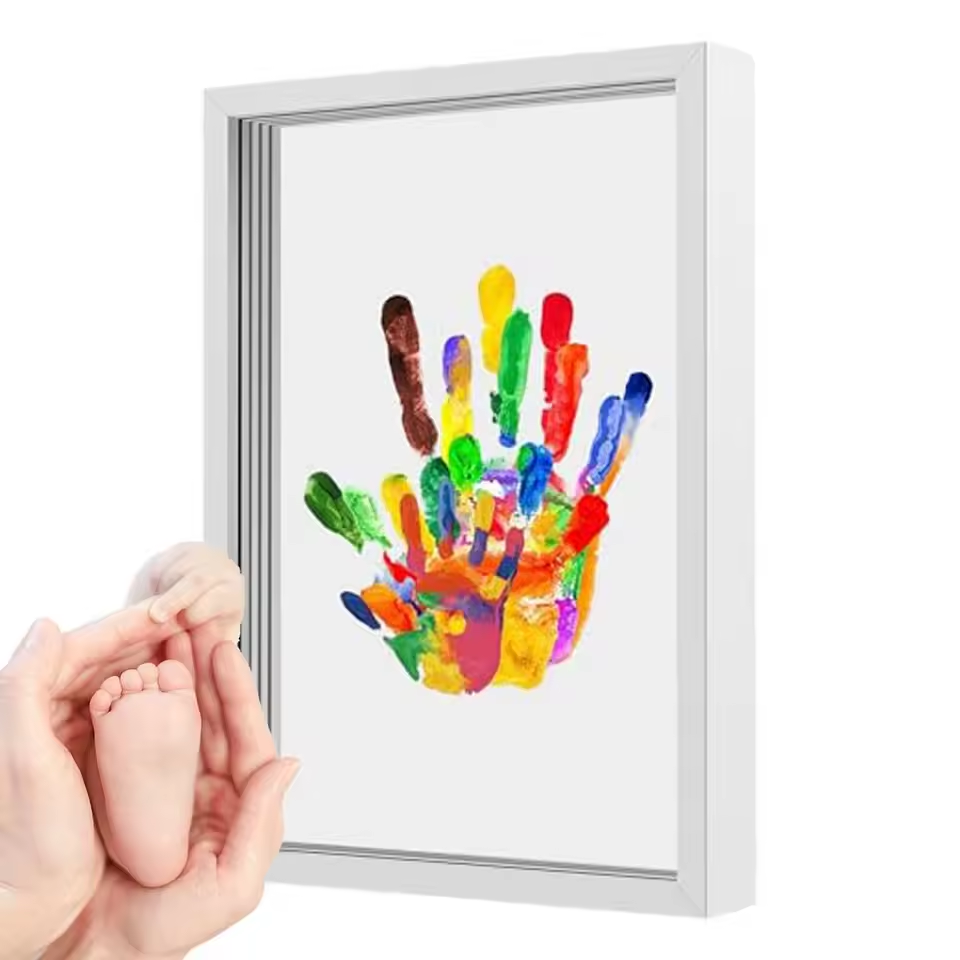 👣 Familjens Handavtryck kit – Minnesskapande konst i ram
